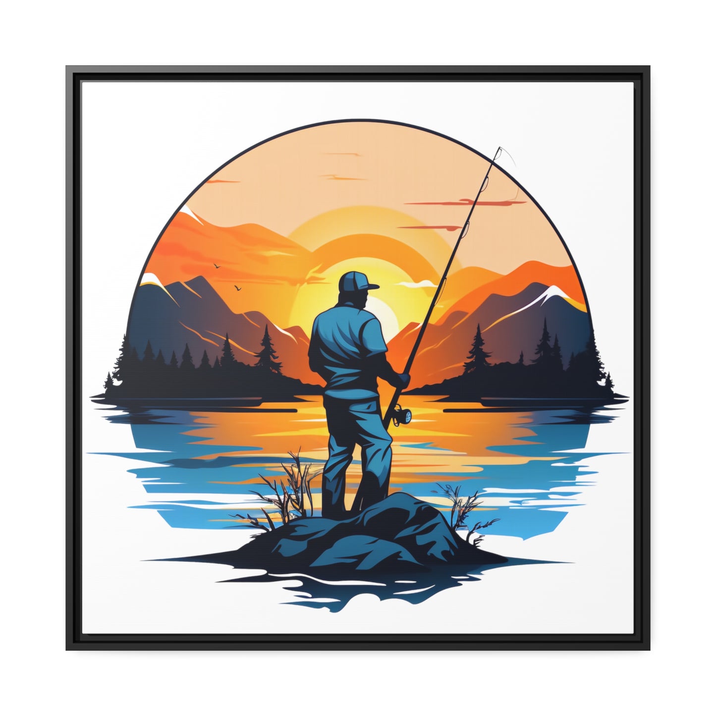 Fishing - Matte Canvas - Black Frame