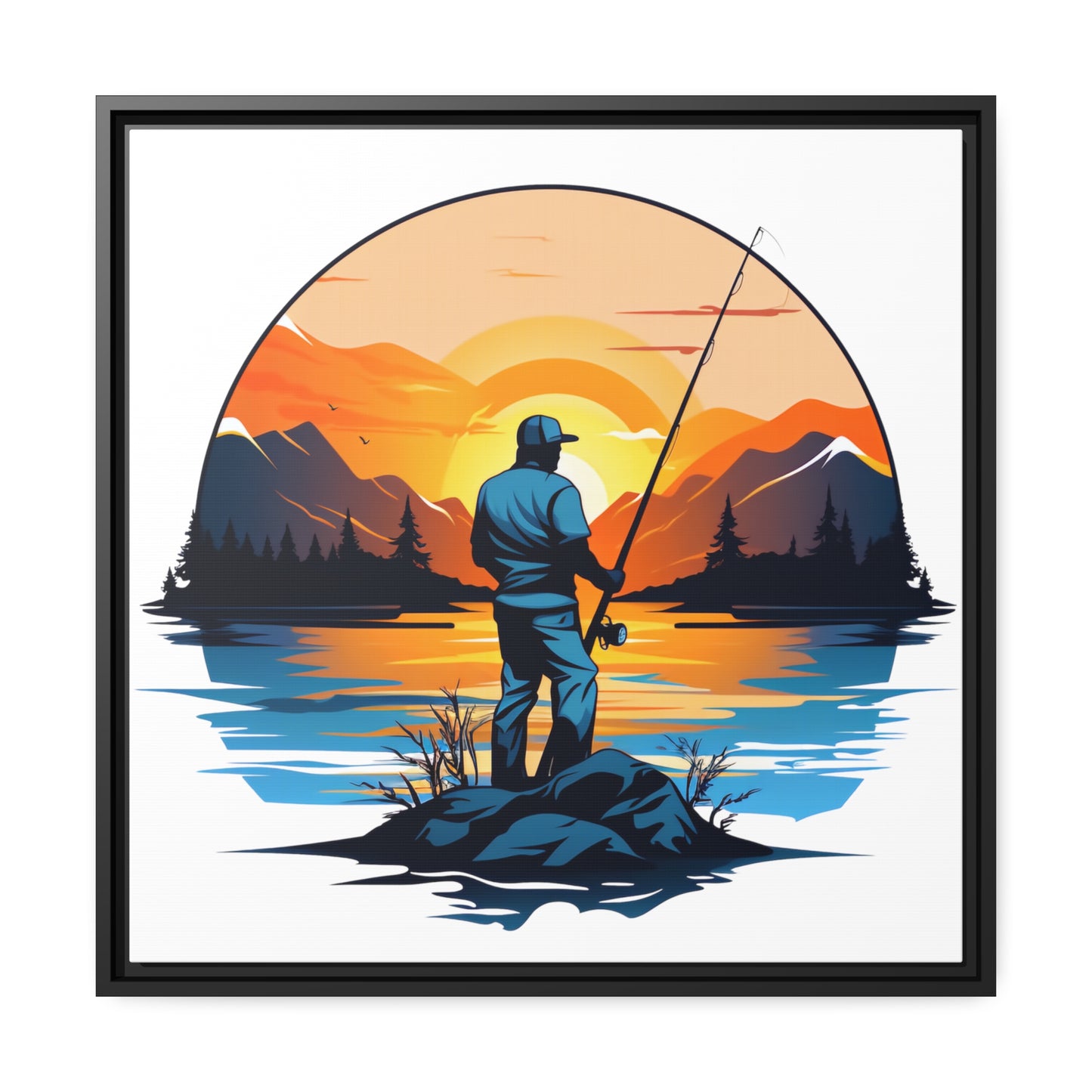 Fishing - Matte Canvas - Black Frame